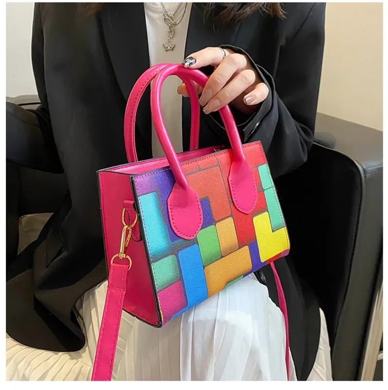 Small Vegan Leather Multi Colored Handbag