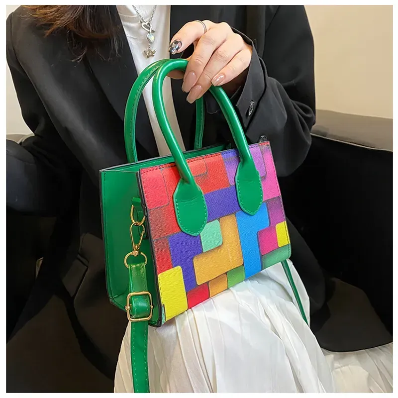 Small Vegan Leather Multi Colored Handbag