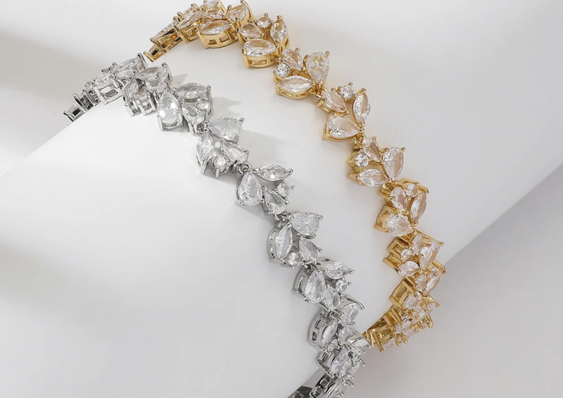 AAA Cubic Zirconia Multi Botanical Shape Bracelet