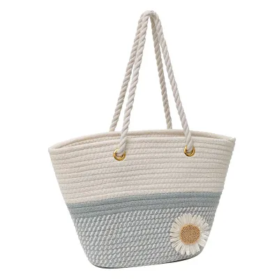 Cream/Grey Color Block Summer Handbag