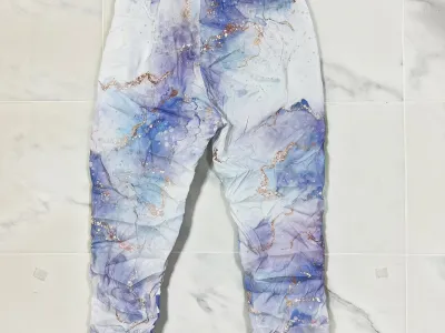 Italian Made Crinkle Floral Metallic Touch Jogger