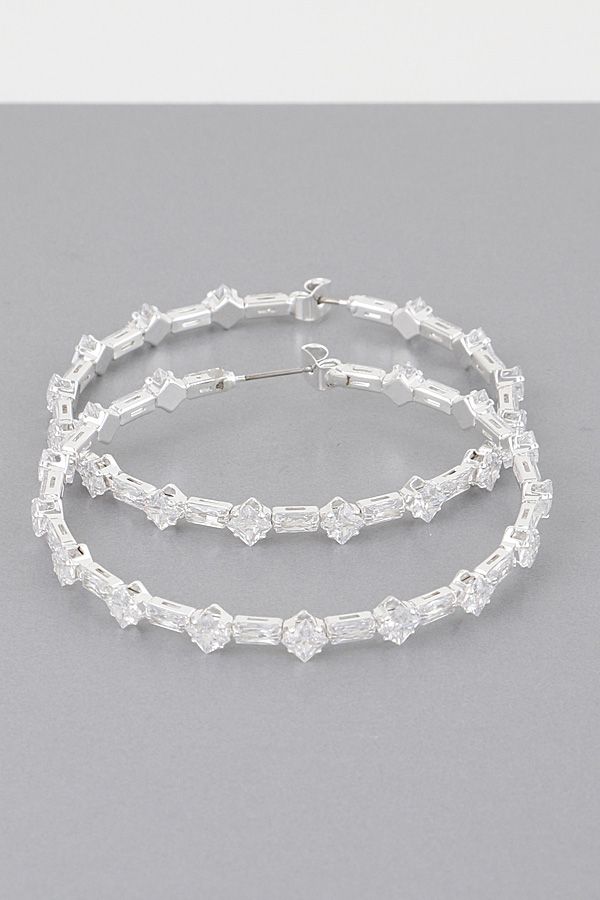 Large Clear Rhinestone Hoop Earrings