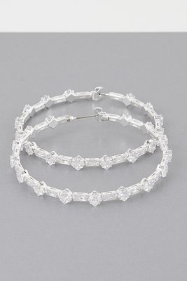 Large Clear Rhinestone Hoop Earrings
