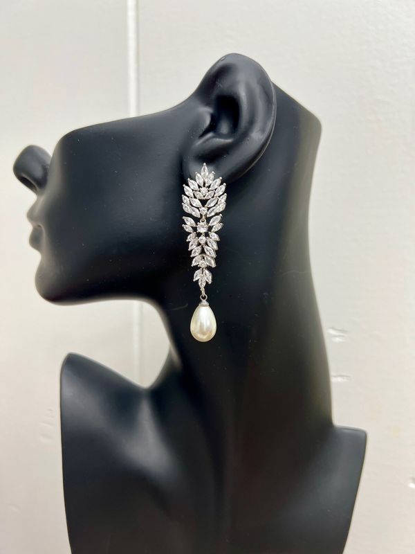 Marquise Burst Large Pearl Drop Statement Earring