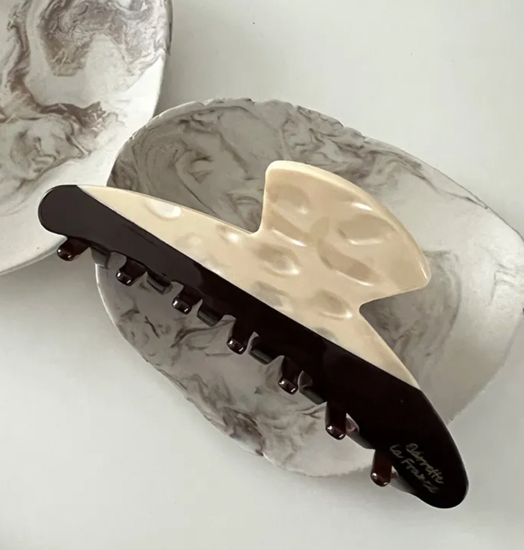 French Made 2 Tone  Geometric Acetic Hair Claw