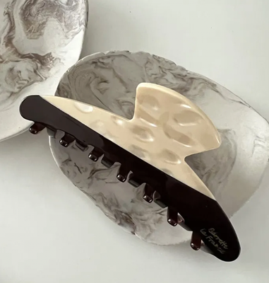 French Made 2 Tone  Geometric Acetic Hair Claw