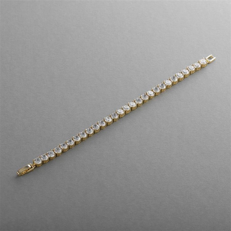 14K Gold Plated Petite Size Cubic Zirconia Tennis Bracelet