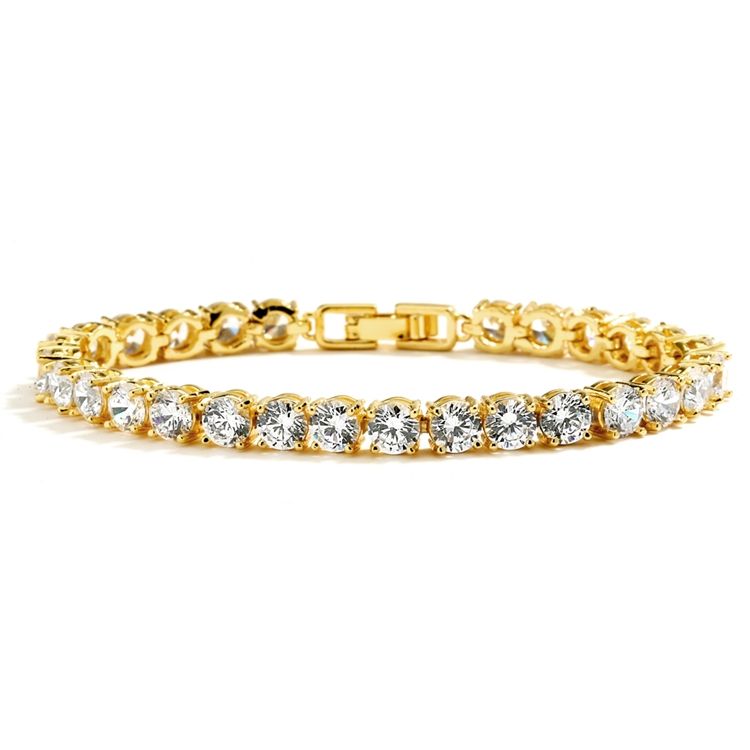 14K Gold Plated Petite Size Cubic Zirconia Tennis Bracelet