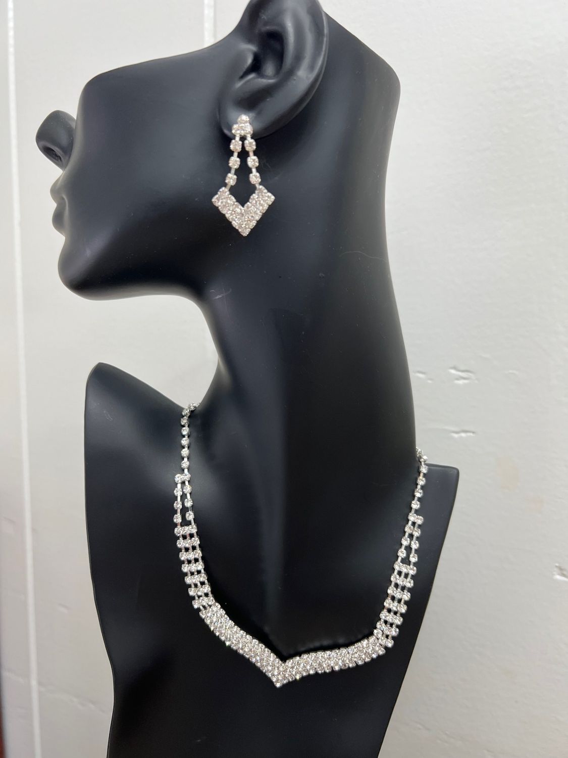 Clear Rhinestone V Neck Formal Set
