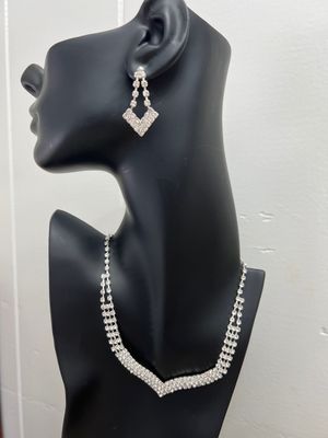 Clear Rhinestone V Neck Formal Set