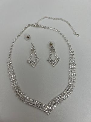 Clear Rhinestone V Neck Formal Set