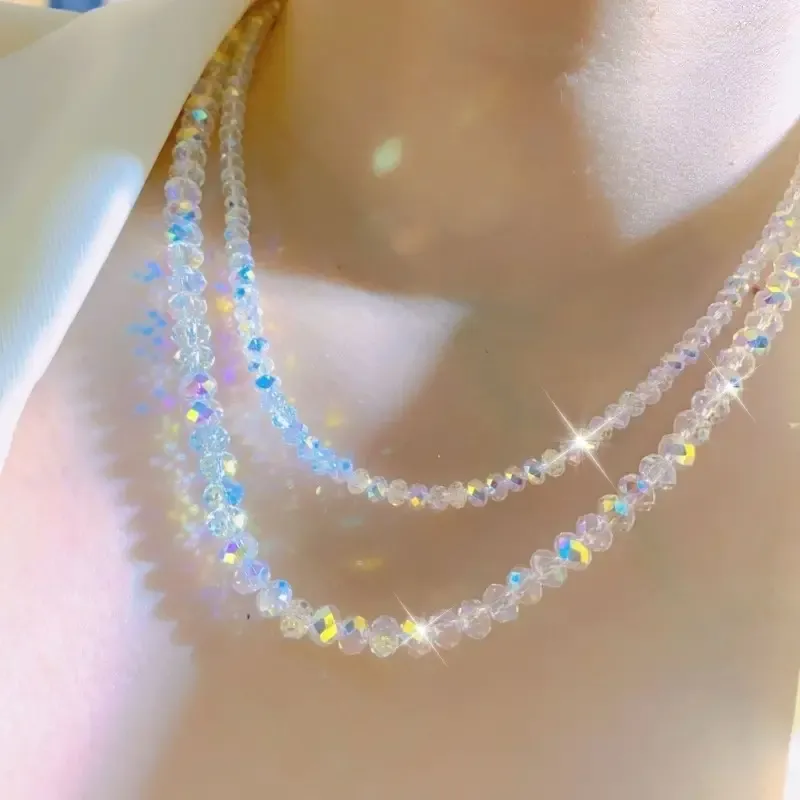 Double Strand AB Crystal Delicate Bead Necklace