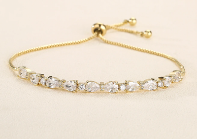 AAA CZ Pear/Round Adjustable Bracelet