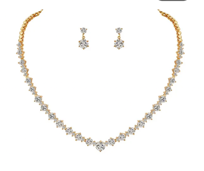 Gold Plated AAA Cubic Zirconia Collar Formal Set