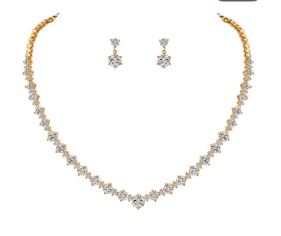 Gold Plated AAA Cubic Zirconia Collar Formal Set