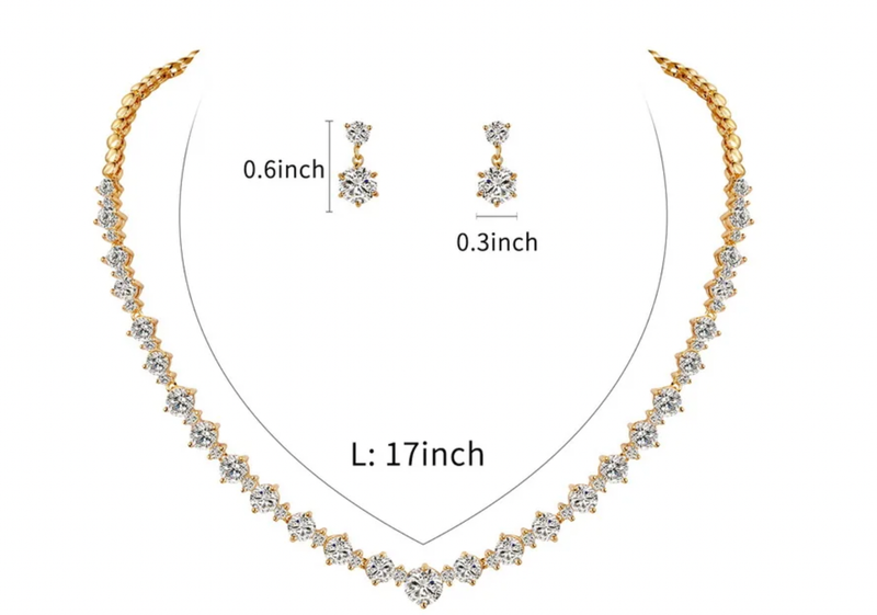 Gold Plated AAA Cubic Zirconia Collar Formal Set