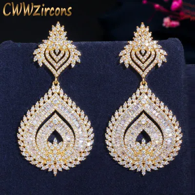 Luxury Gold Plated Micro Pave AAAA Cubic Zirconia Earrings