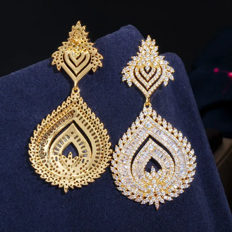 Luxury Gold Plated Micro Pave AAAA Cubic Zirconia Earrings