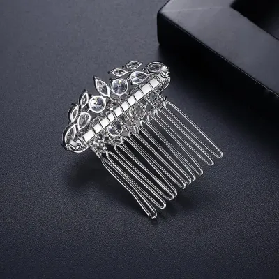 Multi Shape AAA Cubic Zirconia Cluster Pearl Center Hair Comb