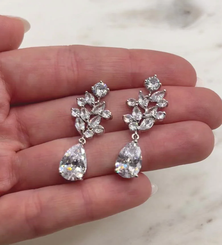Multi Shaped Cubic Zirconia Pear Drop Earring