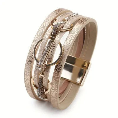 Rhinestone Embellished Strap Magnetic Bracelet