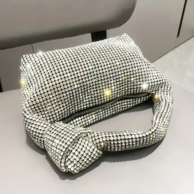 Spectacular Full Crystal Zipper Top Handbag
