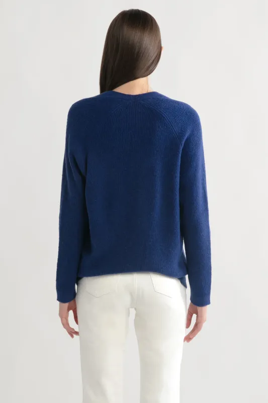 One Size V Neck Ribbed Knit Sweater