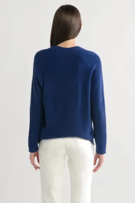 One Size V Neck Ribbed Knit Sweater