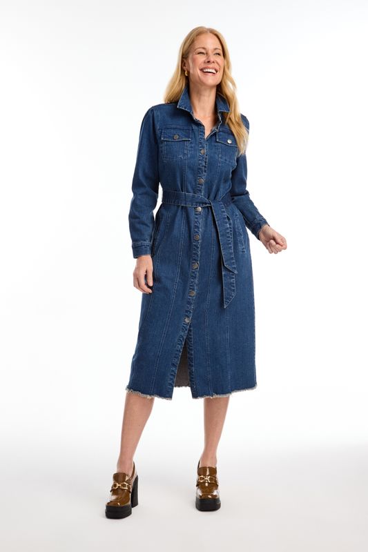 FDJ Midi Denim Dress/Duster with Belt