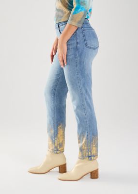 FDJ Pull On Denim with Gold Foil Detail Bottom
