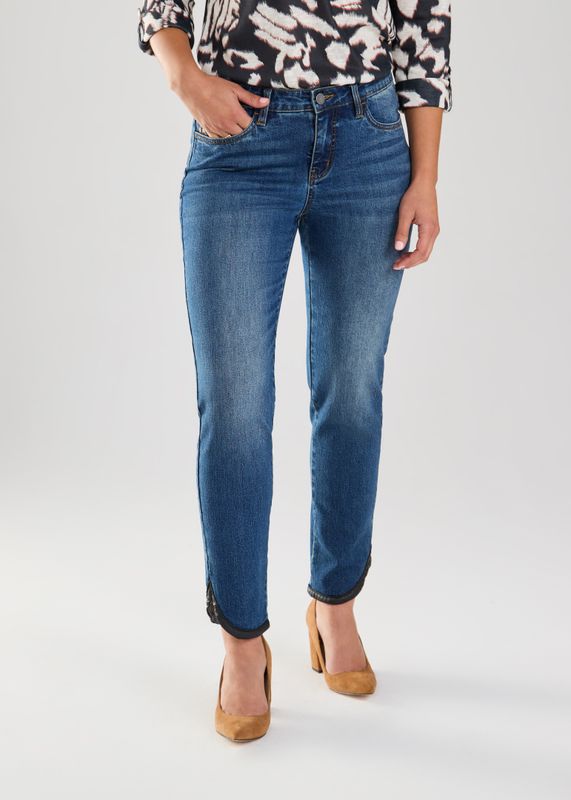 FDJ Black Vegan Leather Trim Ankle Jean