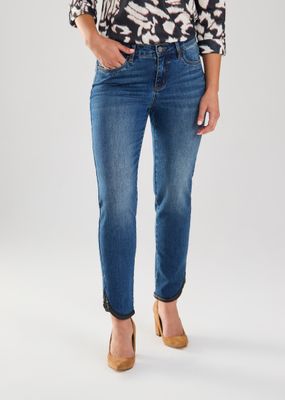 FDJ Black Vegan Leather Trim Ankle Jean