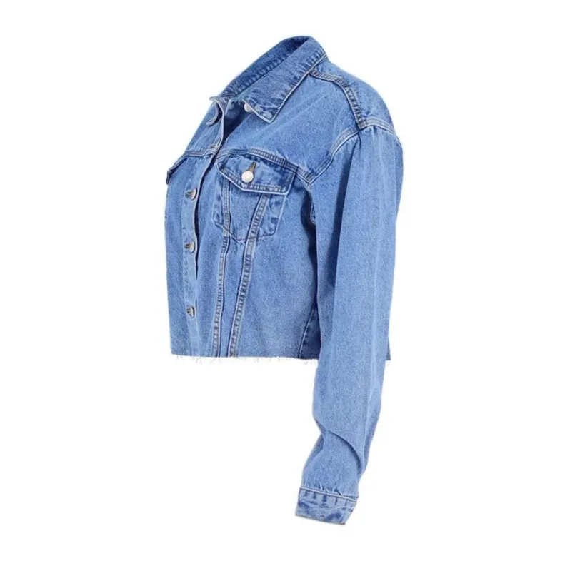 Genuine Upcycled LV Blue Denim Cropped Jacket
