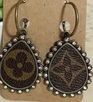 Teardrop Upcycled Louis Vuitton Hoop Earrings