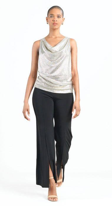 Champagne Shimmer Lightweight Cowl Neck Tank