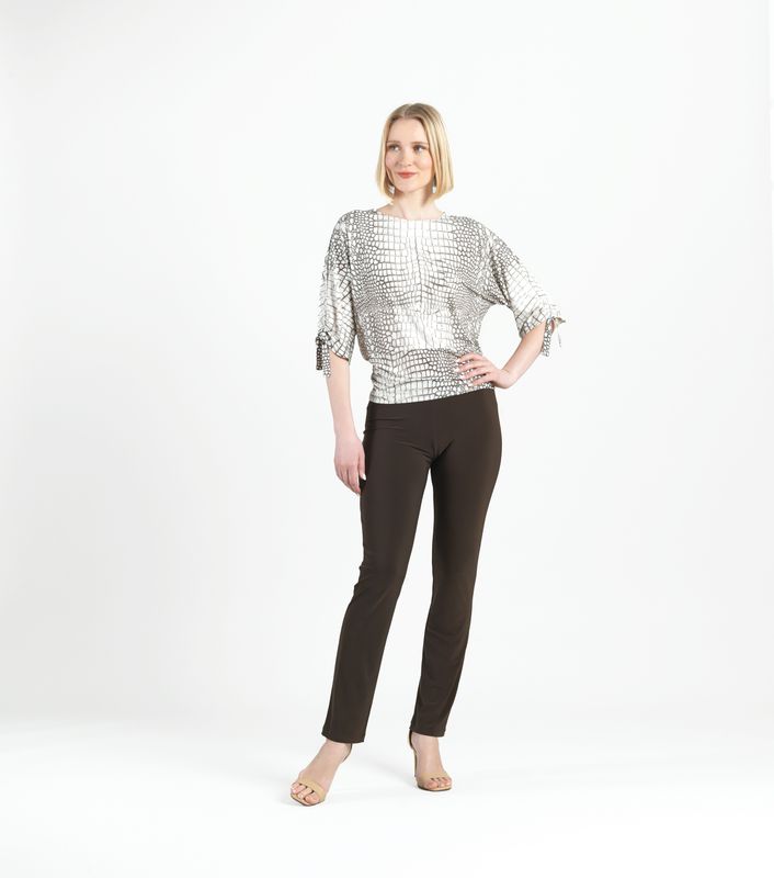 Shimmer Croc Print Top/PullTie Cuff Detail