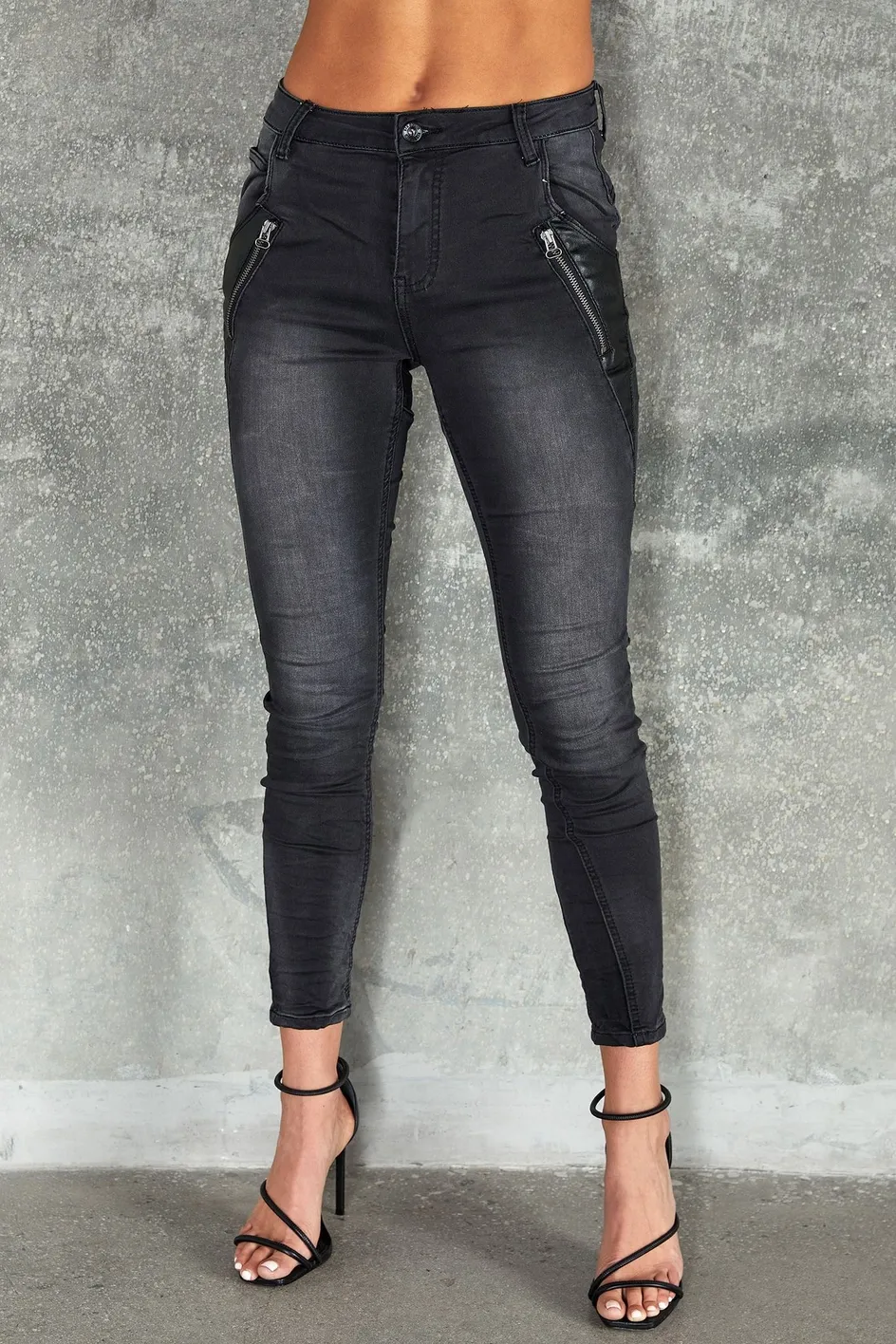 Italian Stone Washed Black Vegan Leather Jogger