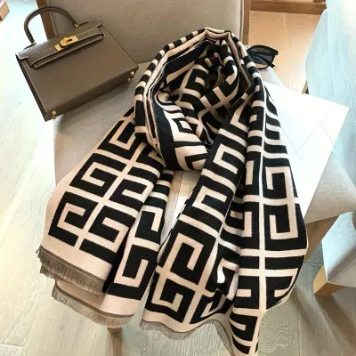 Designer Inspired Jacquard Scarf Cashmere Feel Large Scarf
