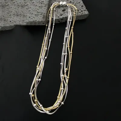 Multi Strand Beaded Magnetic French Chain Necklace