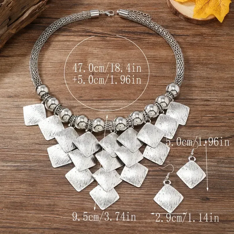Brushed Silver Mesh Chain Layered Graduating Statement Set