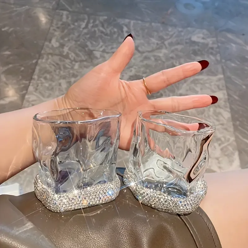 Crystal Embellished Irregular On the Rocks Drinking Glass
