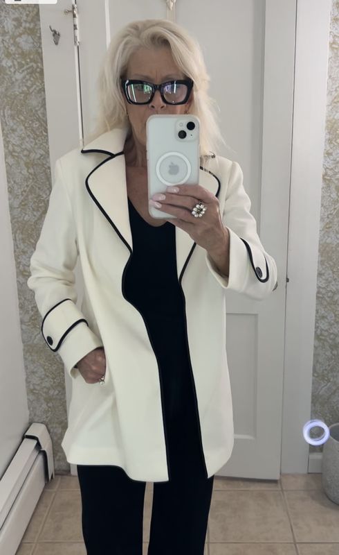 Lisette Winter White Jacket with Black Trim