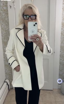 Lisette Winter White Jacket with Black Trim