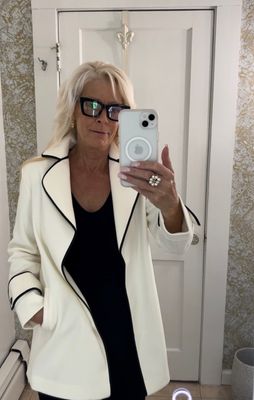 Lisette Winter White Jacket with Black Trim