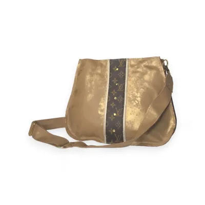 Upcycled Real Louis Vuitton Bronze Leather Crossbody Bag