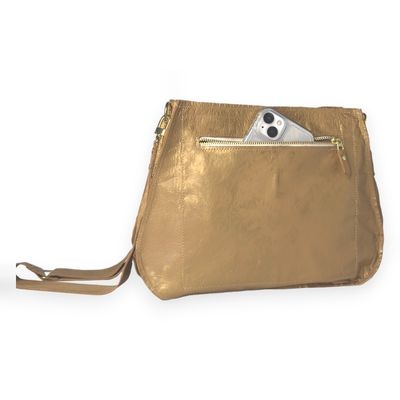 Upcycled Real Louis Vuitton Bronze Leather Crossbody Bag
