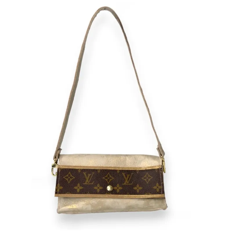 Real Stone Leather Upcycled Louis Vuitton Shoulder Bag