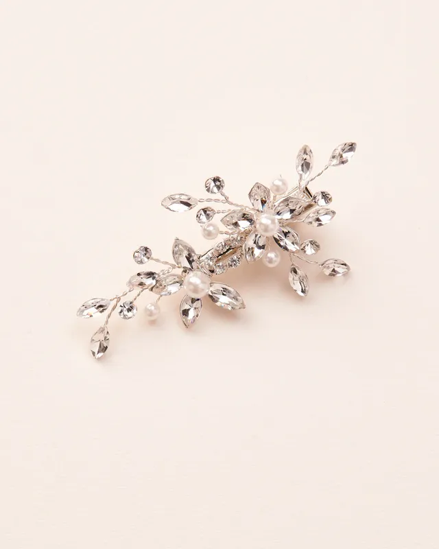 Dainty &amp; Delicate Floral Pearl Center Petite Hair Clip