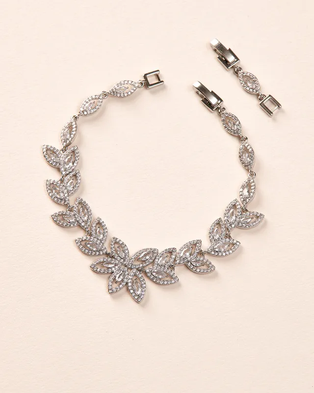 Beautiful Marquise Halo Botanical AAA CZ Formal Bracelet