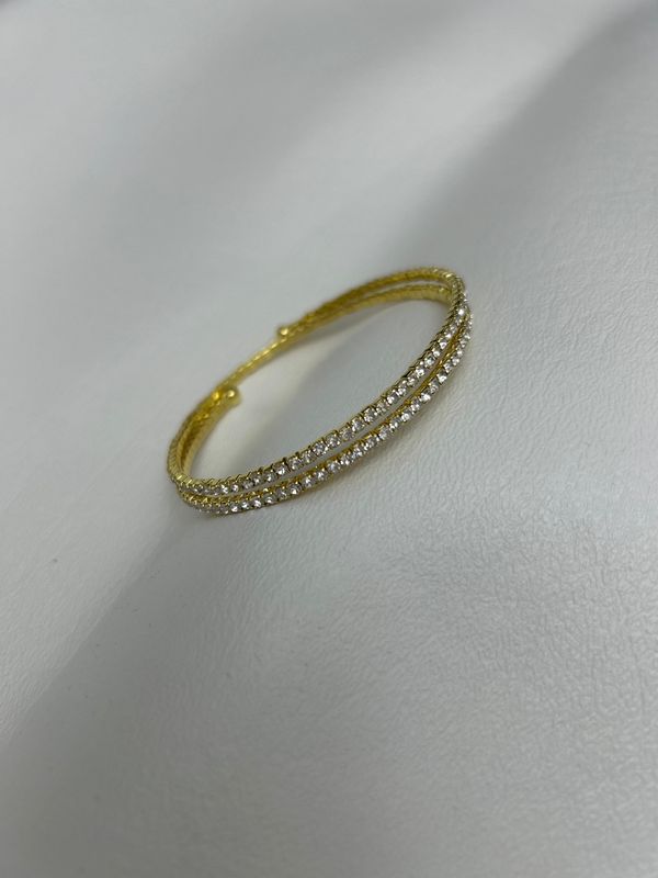 Gold 2 Row Rhinestone Coil Bracelet